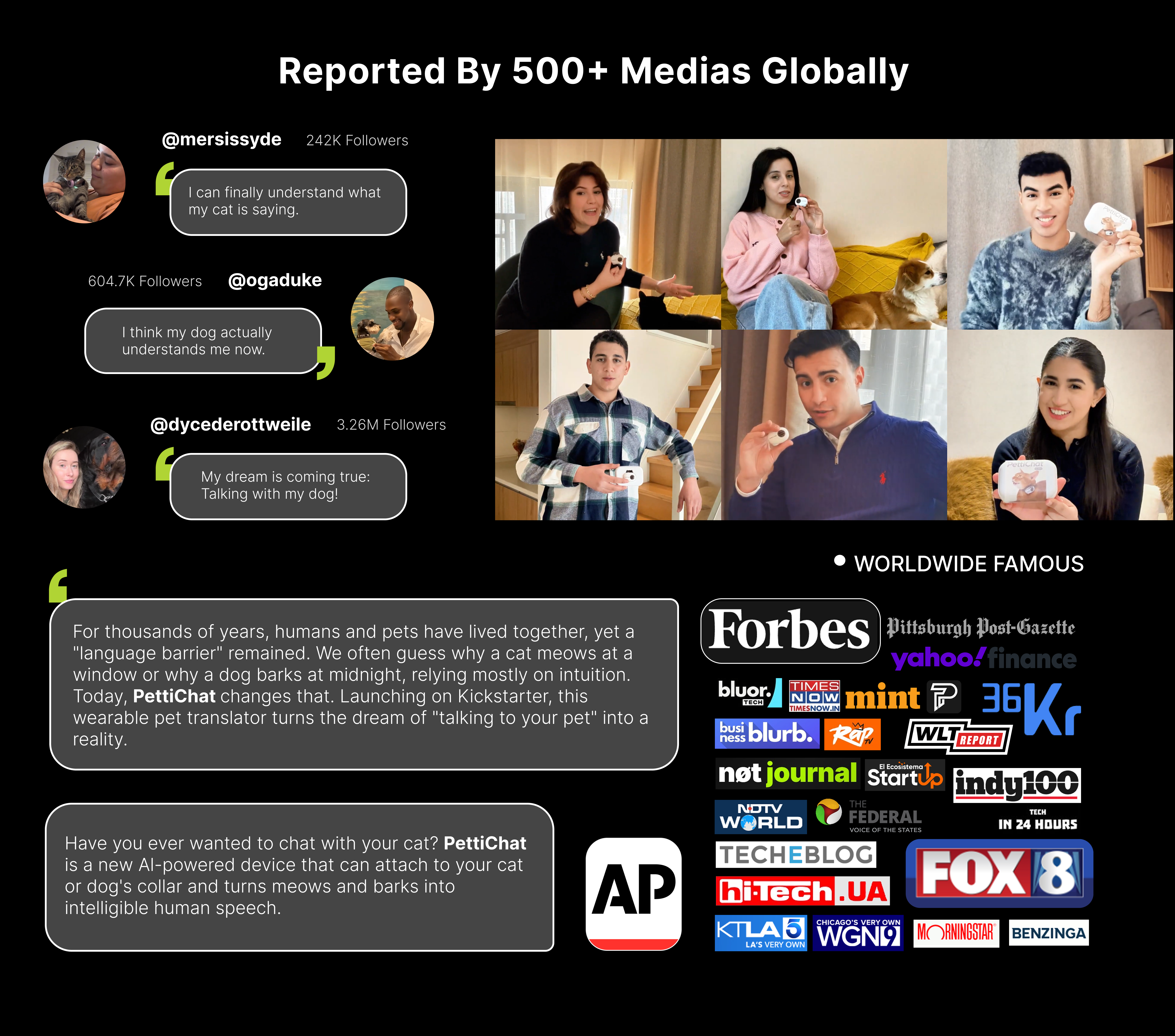 PettiChat reference media coverage and creator collage
