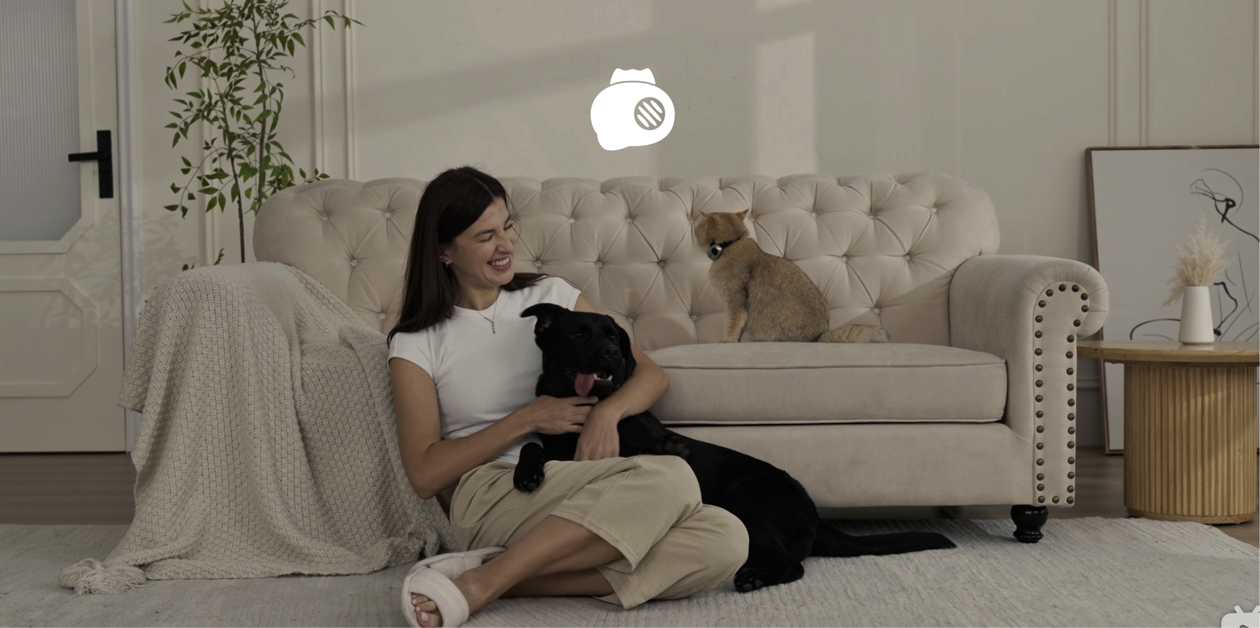 Reference lifestyle photo of an owner with pets